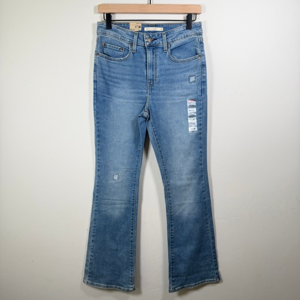Levi's Womens 725 High Rise Bootcut Jeans 28x30 Blue Light Wash Distressed NEW